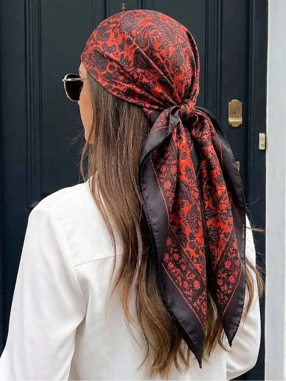 Red Paisley Headscarf S175